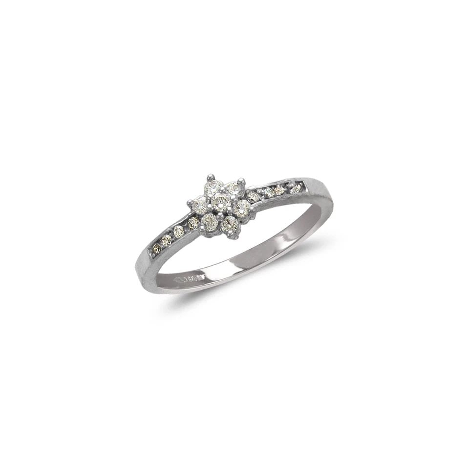 NEW 14K WHITE GOLD LADIES SMALL FASHION WHITE FLOWER RING (1 of 1)