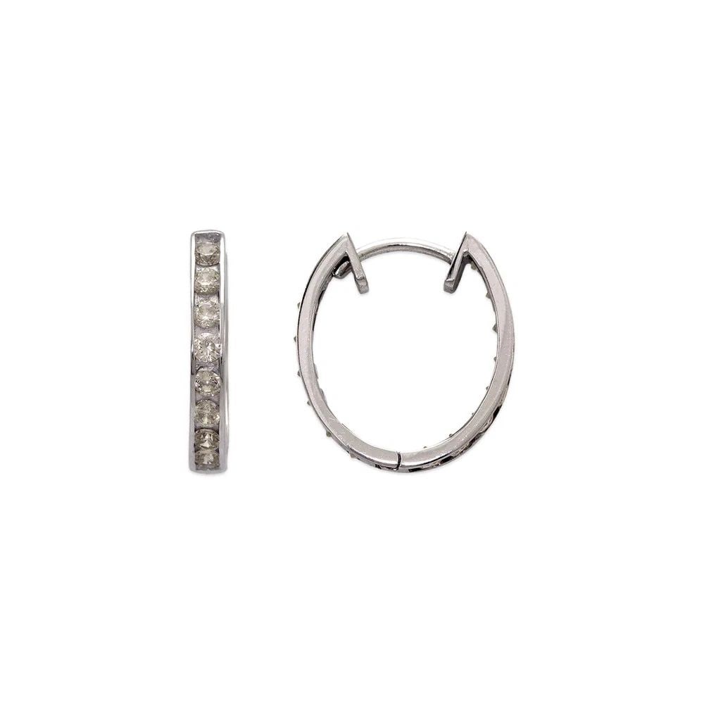 NEW 14K WHITE GOLD 16MM FANCY HUGGIE EARRINGS: NEW 14K WHITE GOLD 16MM FANCY HUGGIE EARRINGS 16MM FANCY HUGGIE EARRINGS NEW 14K WHITE GOLD Width: Approx. 2.5x16mm Apx WEIGHT: 2.3g
