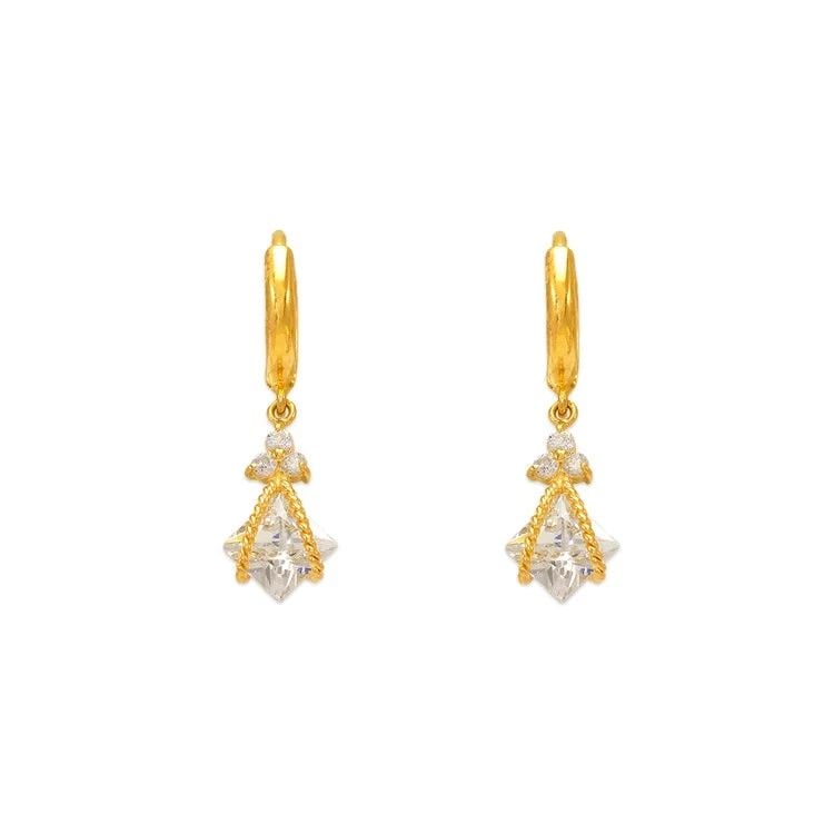 NEW 14K YELLOW GOLD FANCY STONE DANGLING EARRINGS: NEW 14K YELLOW GOLD FANCY STONE DANGLING EARRINGS FANCY STONE DANGLING EARRINGS NEW 14K YELLOW GOLD Width: Approx. 12x27mm Apx WEIGHT: 2.3g