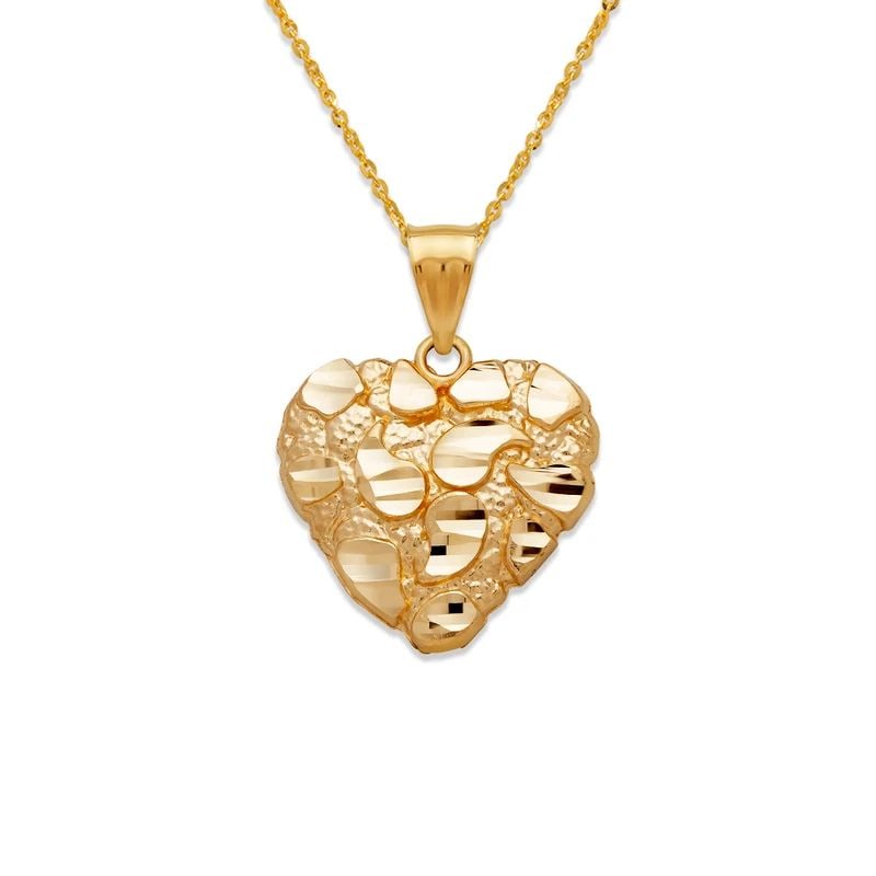 NEW 14K YELLOW GOLD HEART NUGGET PENDANT (1 of 1)