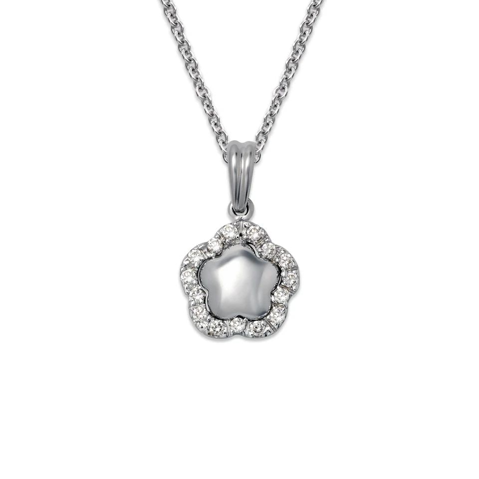 NEW 14K WHITE GOLD FLOWER PENDANT (1 of 1)