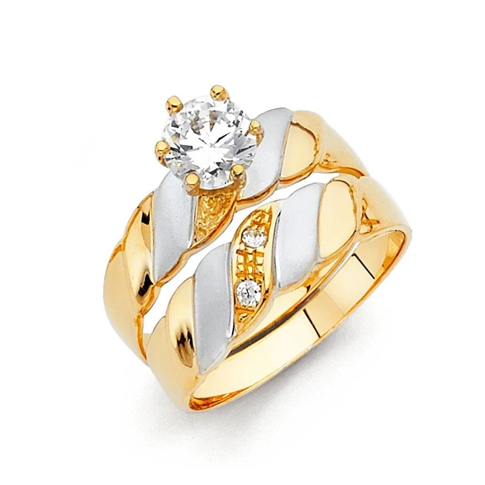 NEW 14K TWO TONE GOLD LADIES WEDDING BAND: NEW 14K TWO TONE GOLD LADIES WEDDING BAND LADIES WEDDING BAND NEW 14K TWO TONE GOLD WIDTH: 5 mm Apx. WEIGHT: 2.3g