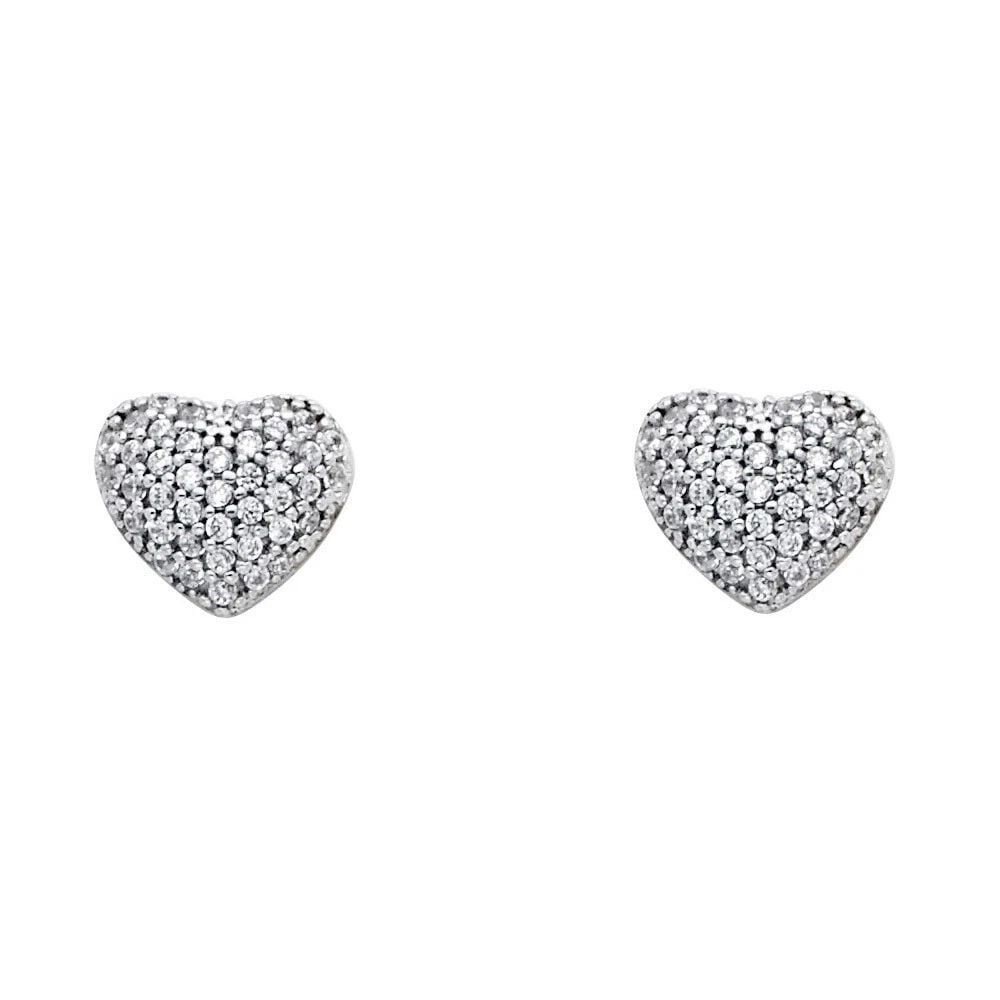 NEW 14K WHITE GOLD HEART EARRINGS (1 of 1)