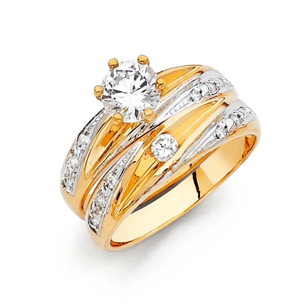 NEW 14K TWO TONE GOLD LADIES WEDDING BAND: NEW 14K TWO TONE GOLD LADIES WEDDING BAND LADIES WEDDING BAND NEW 14K TWO TONE GOLD WIDTH: 4 mm Apx. WEIGHT: 2.3g