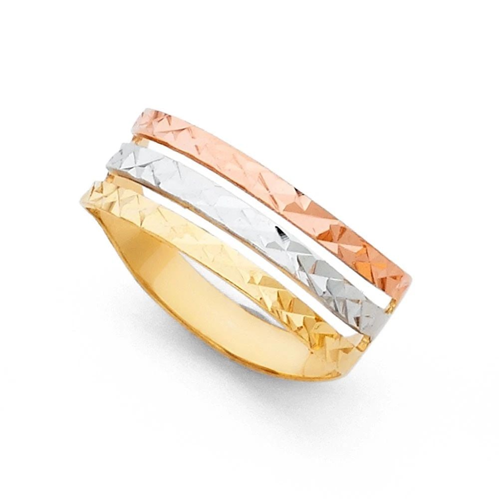 NEW 14K TRI COLOR GOLD SEMANARIO RING: NEW 14K TRI COLOR GOLD SEMANARIO RING SEMANARIO RING NEW 14K TRI COLOR GOLD WIDTH: 7 mm Apx. WEIGHT: 2.2 g