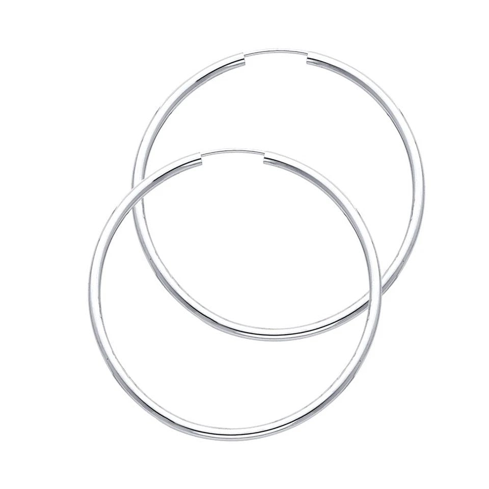 NEW 14K WHITE GOLD 2MM ROUND TUBE POLISHED ENDLESS HOOP EARRINGS (35MM): NEW 14K WHITE GOLD 2MM ROUND TUBE POLISHED ENDLESS HOOP EARRINGS (35MM) 2MM ROUND TUBE POLISHED ENDLESS HOOP EARRINGS (35MM) NEW 14K WHITE GOLD Height : 35 mm Width : 35 mm Weight : 1.7g