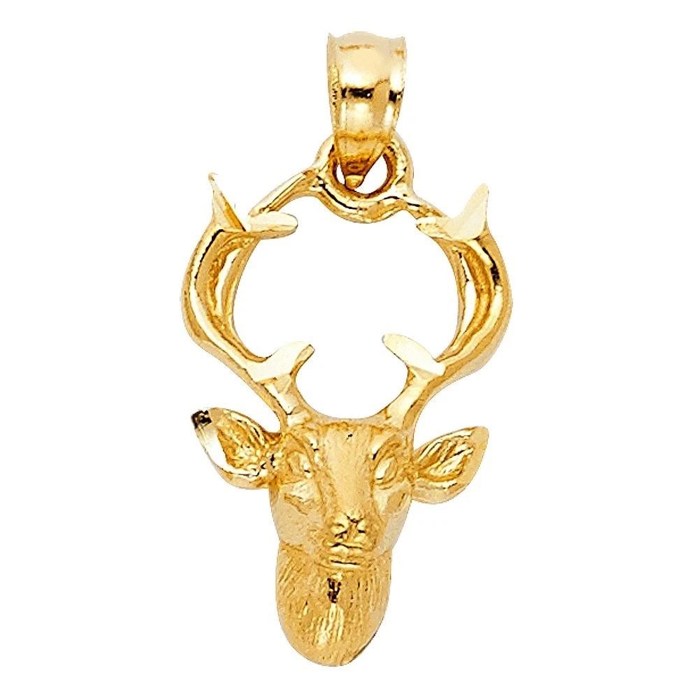 NEW 14K YELLOW GOLD BUCK PENDANT (1 of 1)
