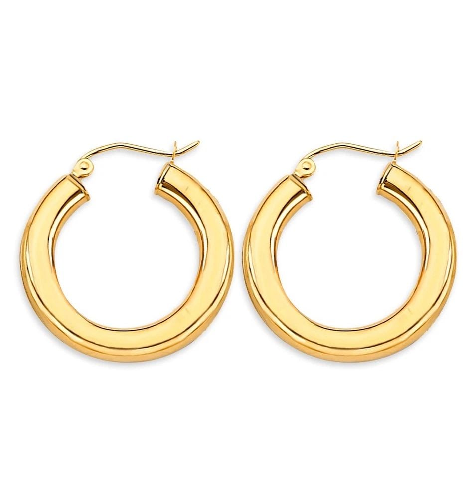 NEW 14K YELLOW GOLD 3.8MM POLISH ROUND TUBE HOOP EARRINGS: NEW 14K YELLOW GOLD 3.8MM POLISH ROUND TUBE HOOP EARRINGS 3.8MM POLISH ROUND TUBE HOOP EARRINGS NEW 14K YELLOW GOLD