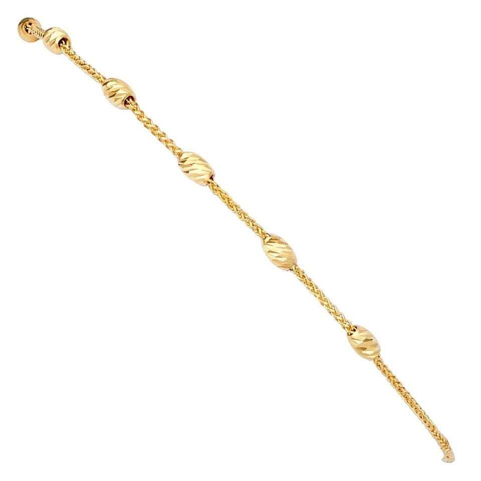 NEW 14K YELLOW GOLD FRIENDSHIP OVAL BEAD BRACELET (1 of 1)