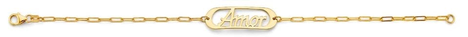 NEW 14K YELLOW GOLD AMOR CENTER ID BRACELET (1 of 1)