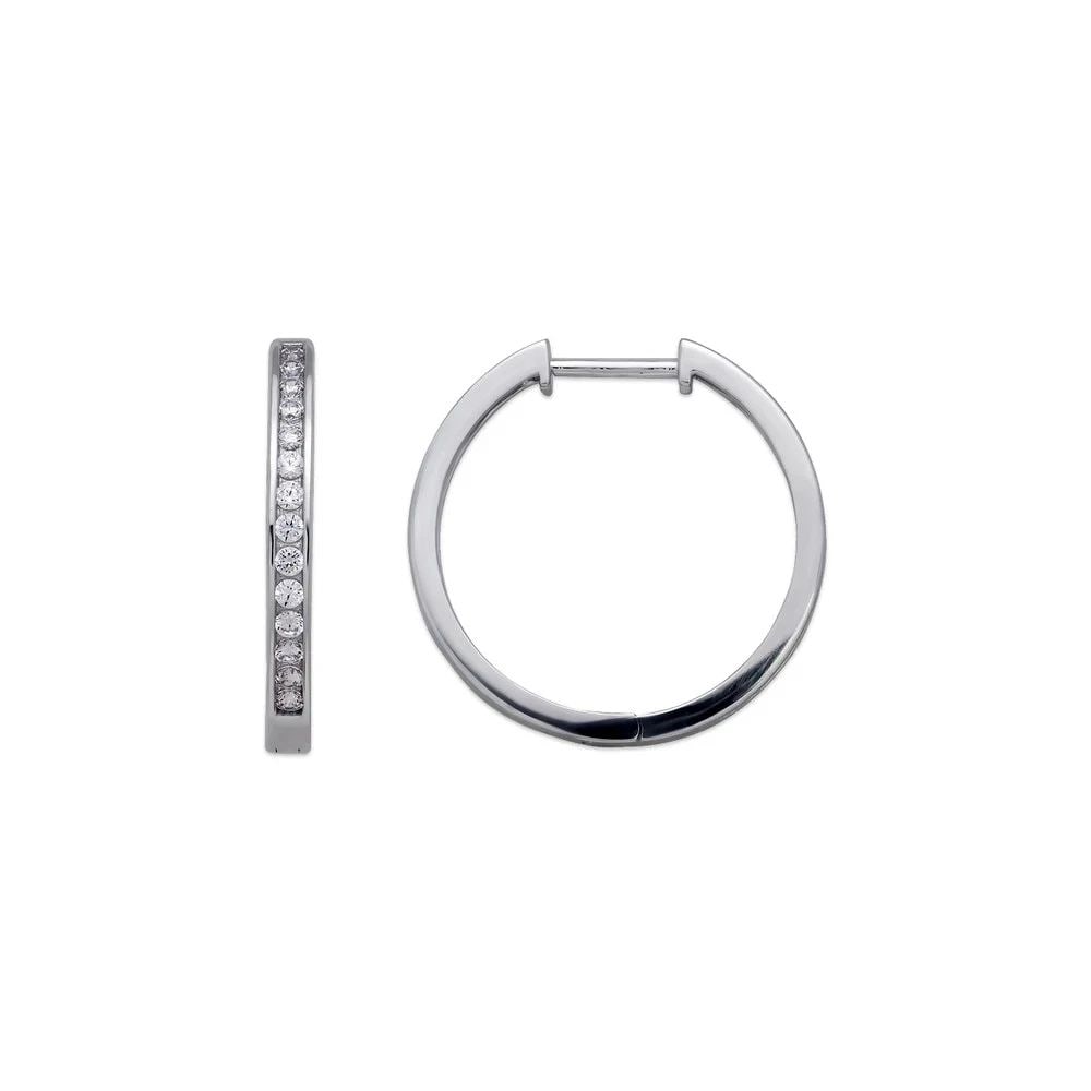 NEW 14K WHITE GOLD HIGH POLISHED HUGGIE EARRINGS: NEW 14K WHITE GOLD HIGH POLISHED HUGGIE EARRINGS HIGH POLISHED HUGGIE EARRINGS NEW 14K WHITE GOLD Width: Approx. 2x18.5mm Apx WEIGHT: 2.2g