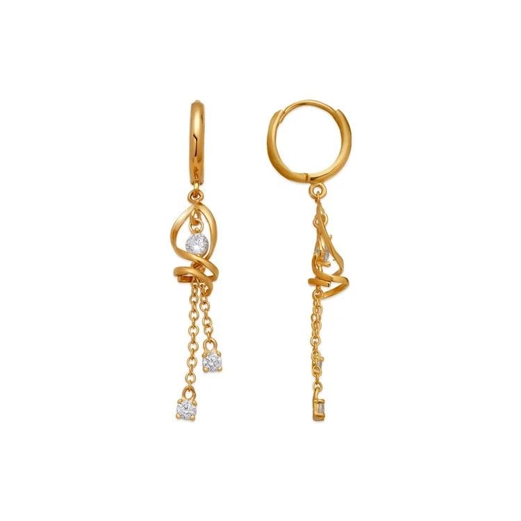 NEW 14K YELLOW GOLD FANCY SWIRL DANGLING EARRINGS (1 of 1)