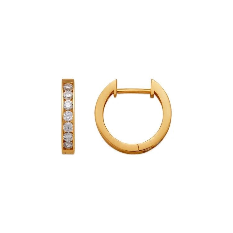 NEW 14K YELLOW GOLD HIGH POLISHED HUGGIE EARRINGS (1 of 1)