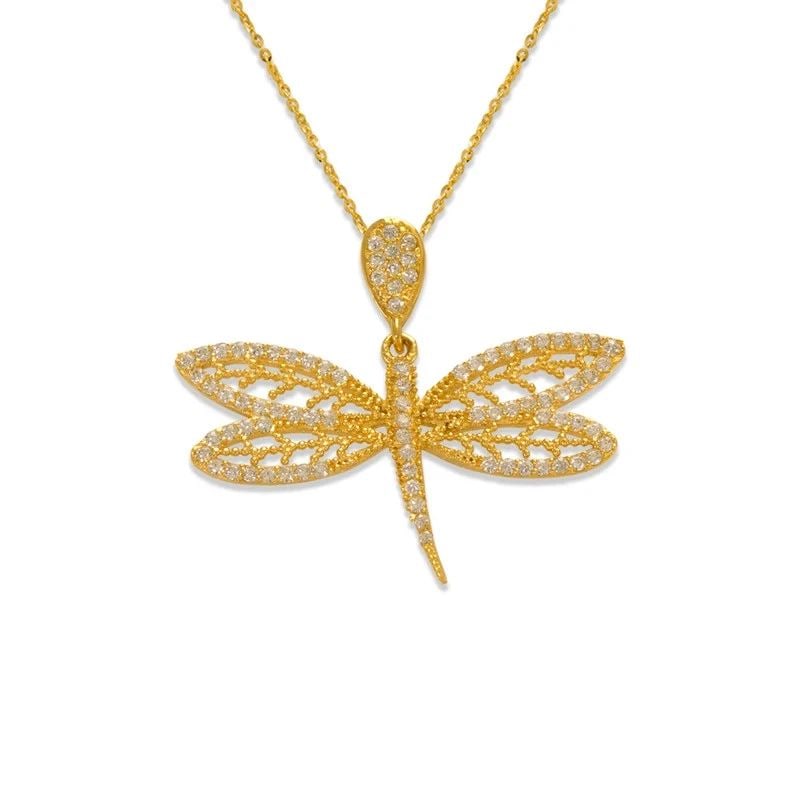NEW 14K YELLOW GOLD FANCY DRAGONFLY PENDANT: NEW 14K YELLOW GOLD FANCY DRAGONFLY PENDANT FANCY DRAGONFLY PENDANT NEW 14K YELLOW GOLD Apx. WIDTH: 30x18mm Apx WEIGHT: 2.2g