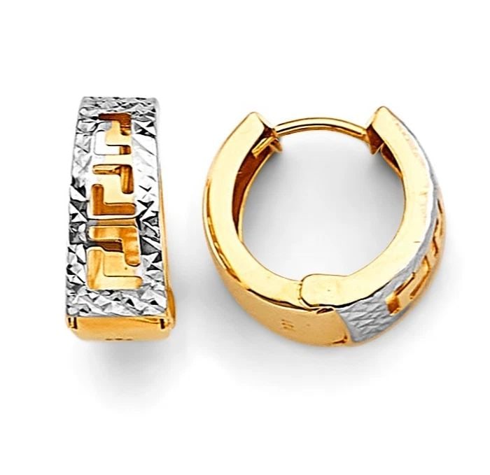 NEW 14K TWO TONE GOLD HUGGIES EARRINGS (1 of 2)