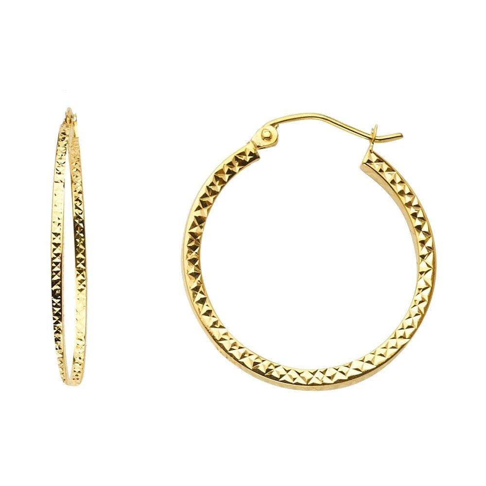 NEW 14K YELLOW GOLD FULL DC HOLLOW SQUARE TUBE HOOP EARRINGS: NEW 14K YELLOW GOLD FULL DC HOLLOW SQUARE TUBE HOOP EARRINGS FULL DC HOLLOW SQUARE TUBE HOOP EARRINGS NEW 14K YELLOW GOLD HEIGHT - 24 mm WIDTH - 24 mm Apx WEIGHT - 1.6 g