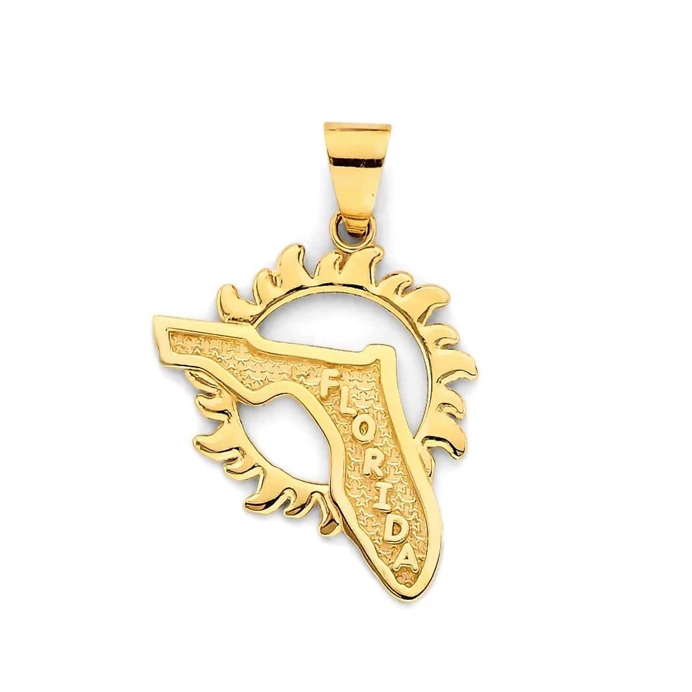 NEW 14K YELLOW GOLD FLORIDA STATE MAP PENDANT (1 of 1)