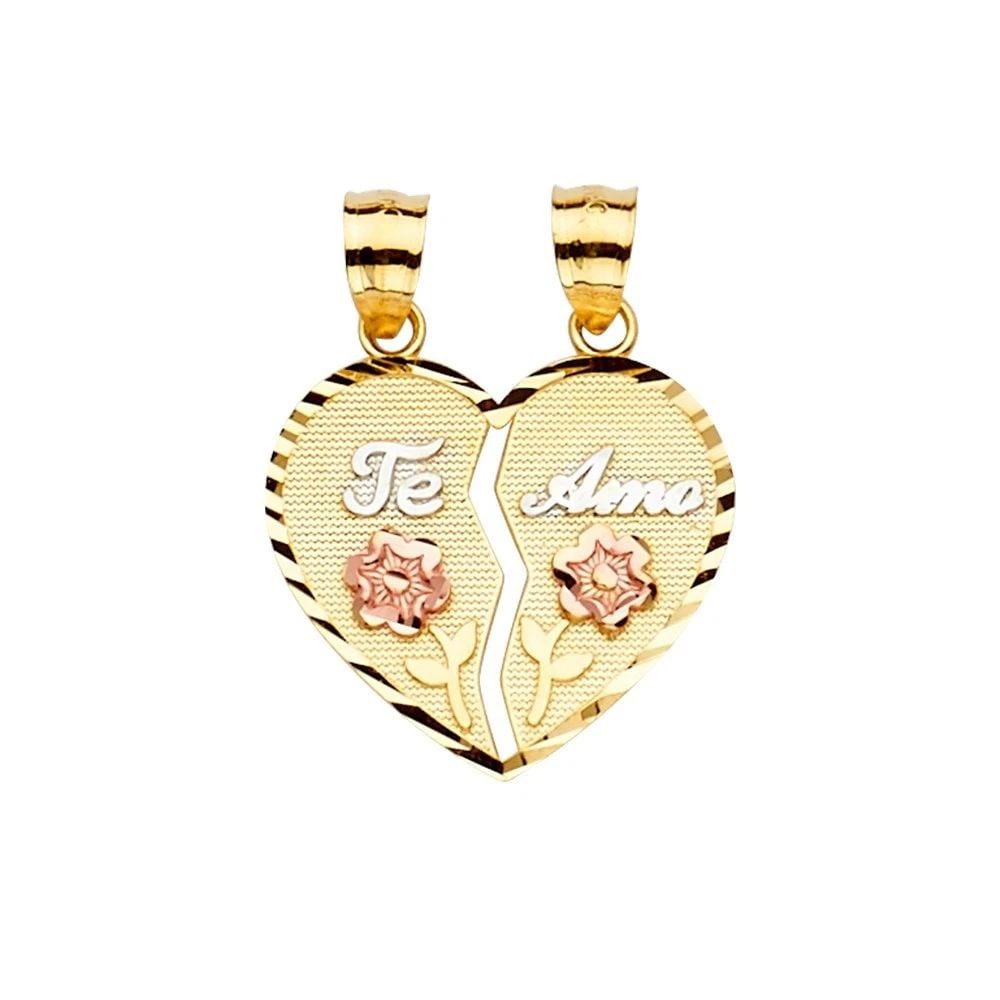 NEW 14K TRI COLOR GOLD TE AMO PENDANT (1 of 2)