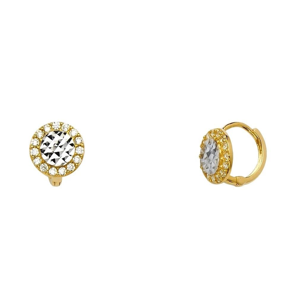 NEW 14K TWO TONE GOLD HUGGIES EARRINGS (1 of 1)