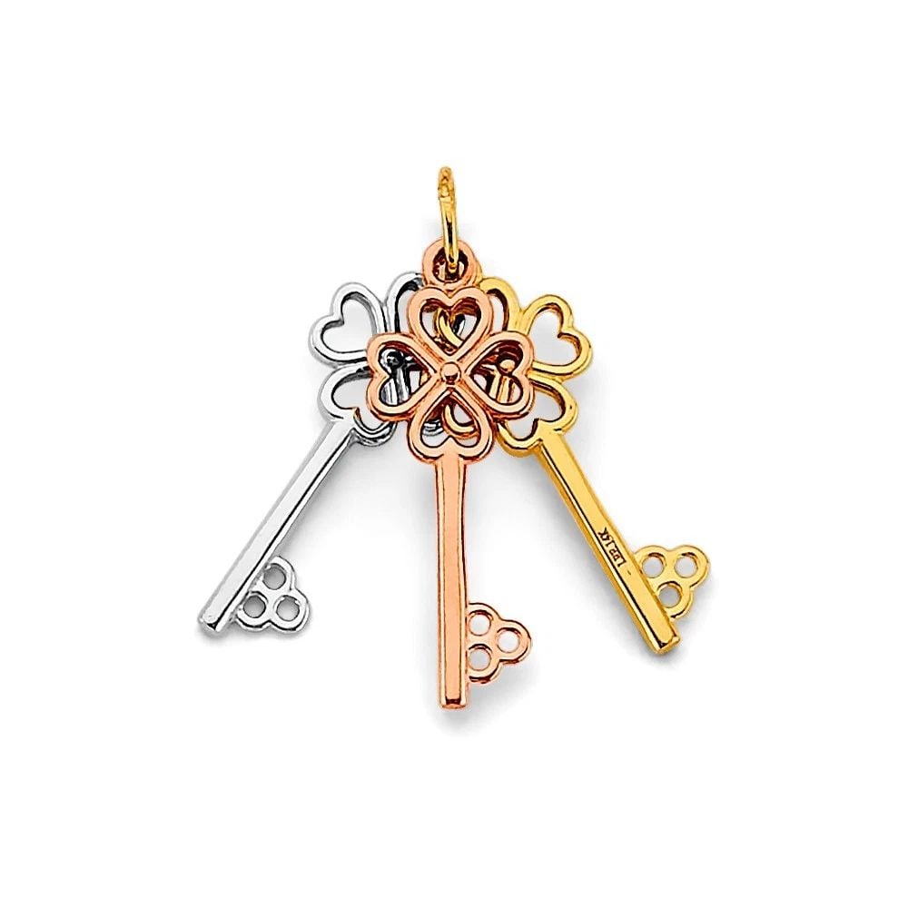 NEW 14K TRI COLOR GOLD KEY PENDANT (1 of 2)
