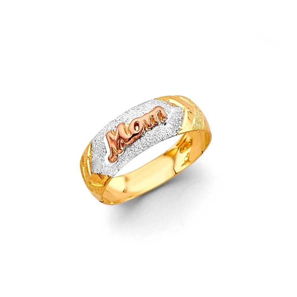 NEW 14K TRI COLOR GOLD 6MM LIGHT TAPE RED MOM BAND (1 of 1)