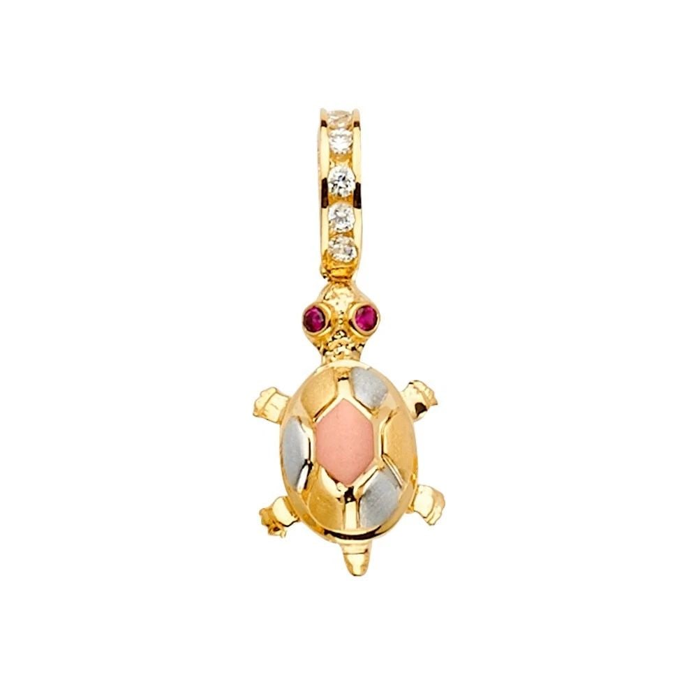 NEW 14K TRI COLOR GOLD TURTLE PENDANT/SET (1 of 1)