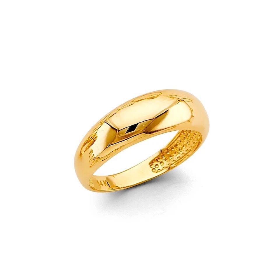 NEW 14K YELLOW GOLD POLISH DOME RING (1 of 1)
