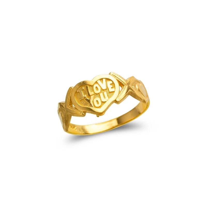 NEW 14K YELLOW GOLD LADIES I LOVE YOU FILIGREE RING (1 of 1)