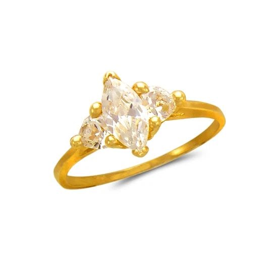 NEW 14K YELLOW GOLD LADIES FASHION MARQUISE SOLITAIRE RING (1 of 1)