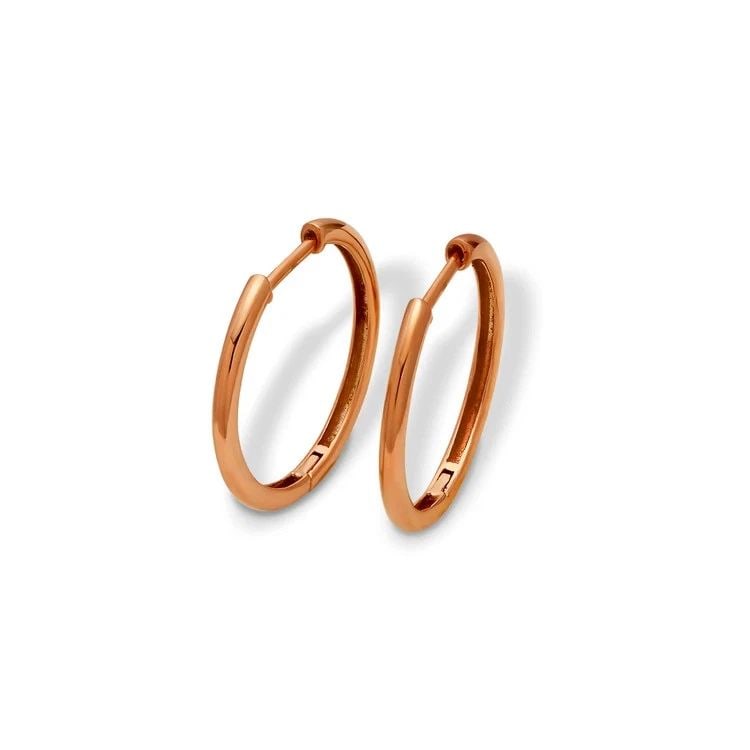 NEW 14K ROSE GOLD HIGH POLISHED HUGGIE EARRINGS (1 of 1)