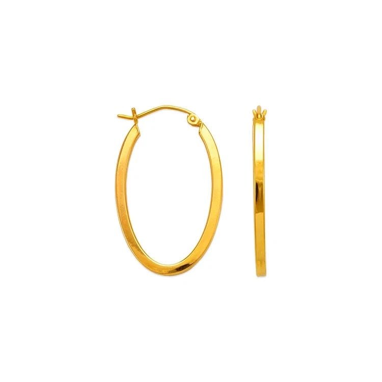 NEW 14K YELLOW GOLD 2MM SQUARE TUBE HOOP EARRINGS (1 of 2)