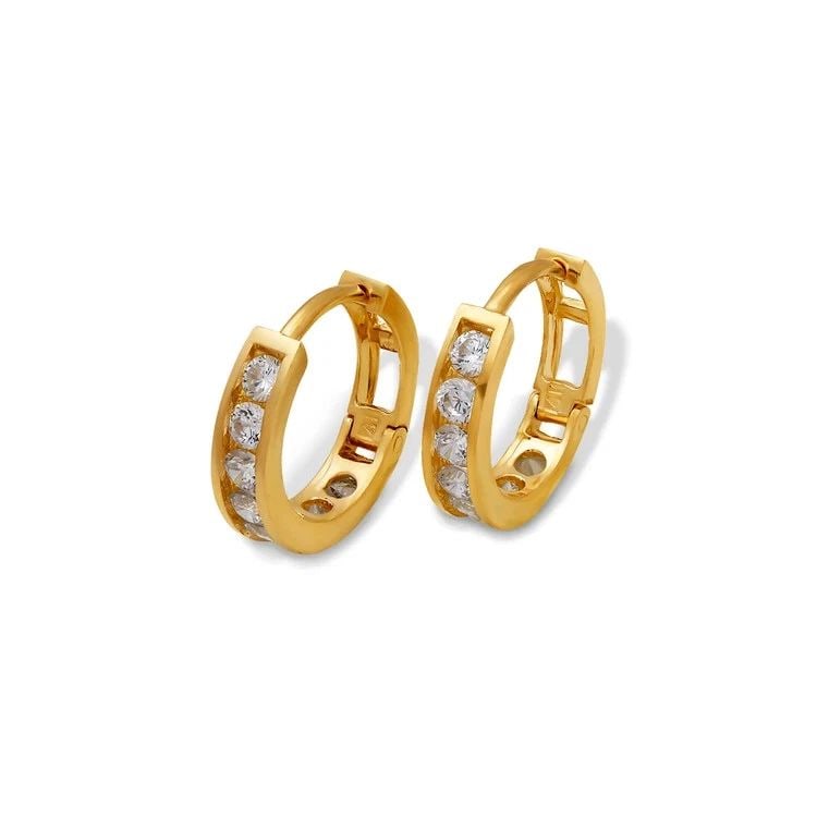NEW 14K YELLOW GOLD 13MM HUGGIE EARRINGS: NEW 14K YELLOW GOLD 13MM HUGGIE EARRINGS 13MM HUGGIE EARRINGS NEW 14K YELLOW GOLD Width: Approx. 13mm Apx WEIGHT: 2.1g