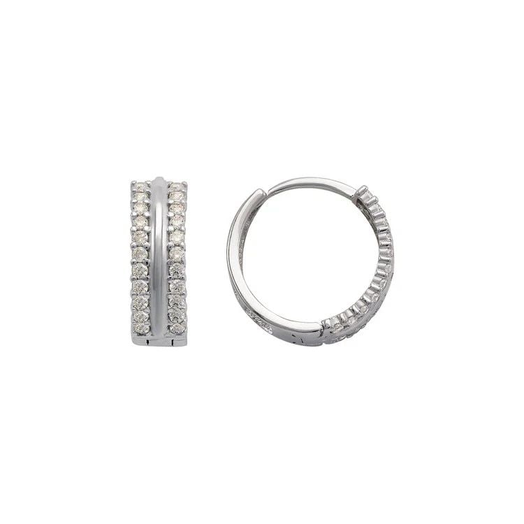 NEW 14K WHITE GOLD HUGGIE EARRINGS (1 of 1)