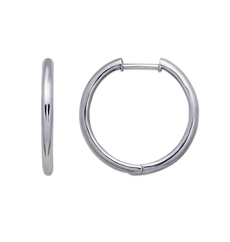 NEW 14K WHITE GOLD HIGH POLISHED HUGGIE EARRINGS: NEW 14K WHITE GOLD HIGH POLISHED HUGGIE EARRINGS HIGH POLISHED HUGGIE EARRINGS NEW 14K WHITE GOLD Width: Approx. 2x20mm Apx WEIGHT: 2.1g