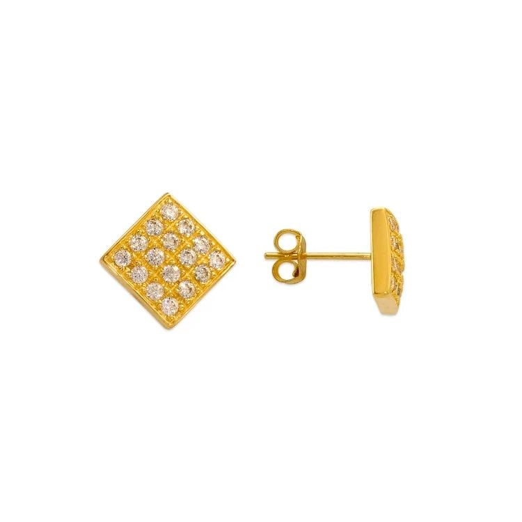 NEW 14K YELLOW GOLD FANCY STUD EARRINGS (1 of 1)