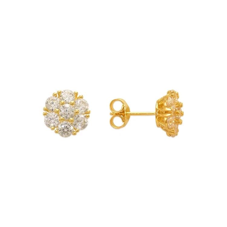 NEW 14K YELLOW GOLD FANCY FLOWER STUD EARRINGS: NEW 14K YELLOW GOLD FANCY FLOWER STUD EARRINGS FANCY FLOWER STUD EARRINGS NEW 14K YELLOW GOLD Width: Approx. 9x9mm Apx WEIGHT: 2.1g
