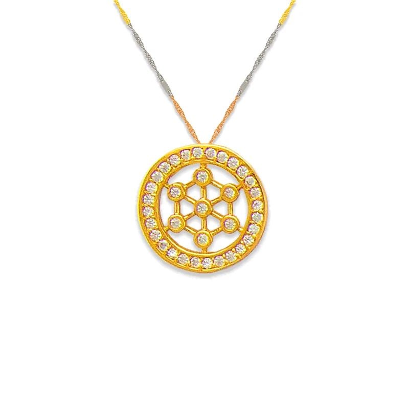 NEW 14K YELLOW GOLD WHEEL PENDANT (1 of 2)
