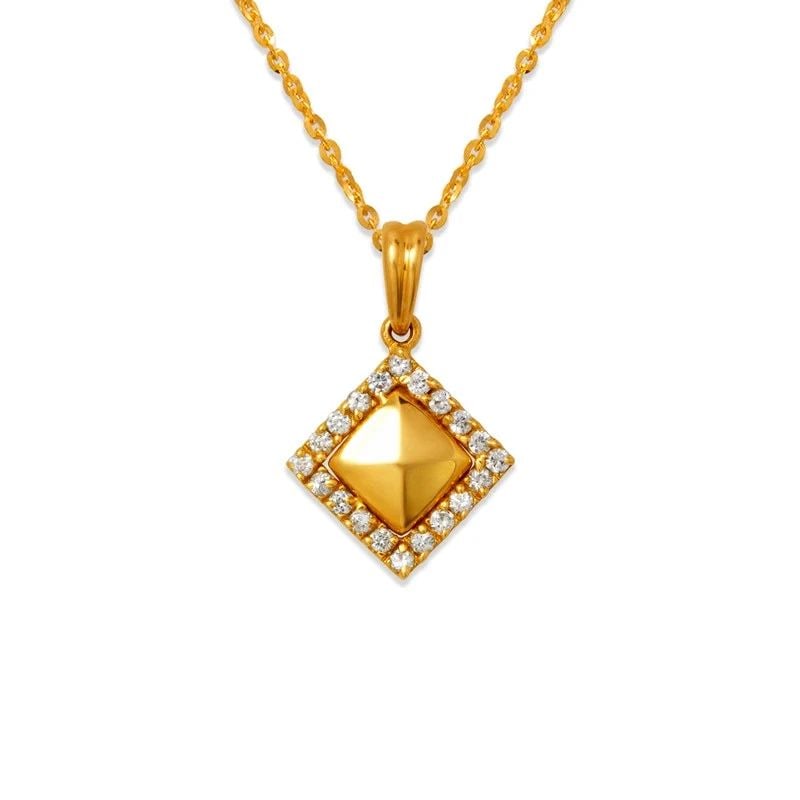 NEW 14K YELLOW GOLD DIAMOND SHAPED PENDANT (1 of 1)