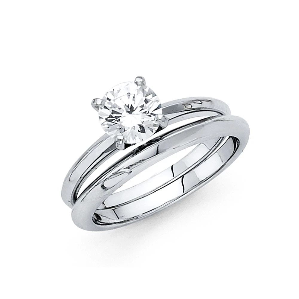 NEW 14K WHITE GOLD SQUARE SOLITAIRE ENGAGEMENT RING -SIZE 7 (1 of 1)