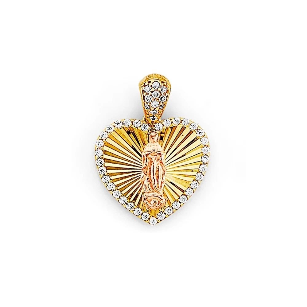 NEW 14K TRI COLOR GOLD HEART 15 YEARS PENDANT (1 of 1)