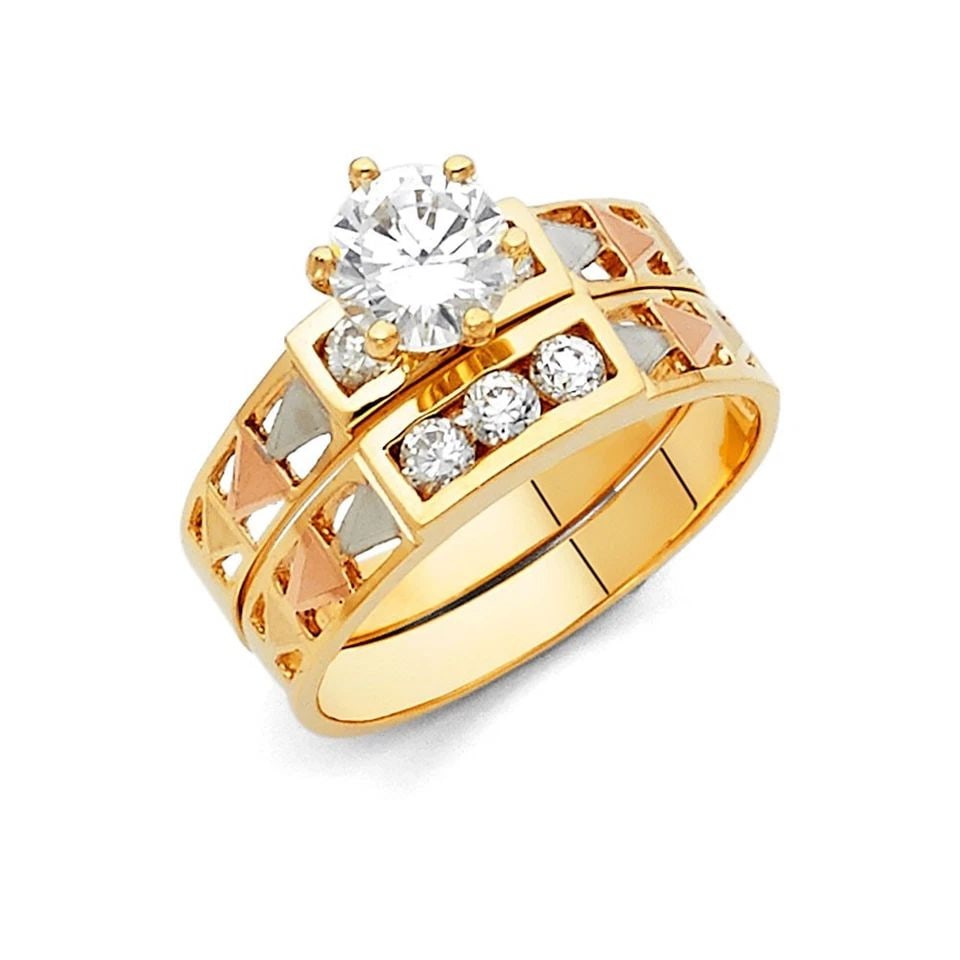 NEW 14K TRI COLOR GOLD LADIES WEDDING BAND- SIZE 7: NEW 14K TRI COLOR GOLD LADIES WEDDING BAND LADIES WEDDING BAND NEW 14K TRI COLOR GOLD WIDTH: 4 mm Average Apx. WEIGHT: 2.1g