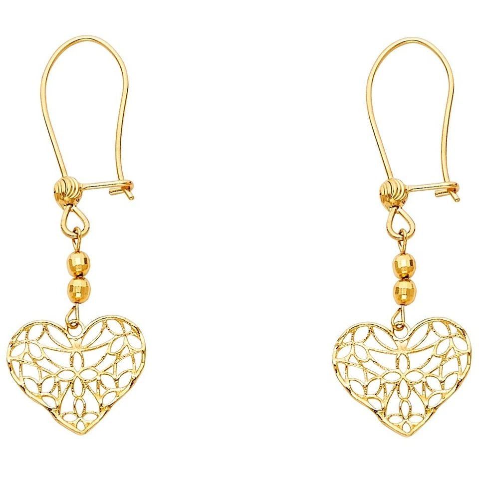 NEW 14K YELLOW GOLD HEART EARRINGS: NEW 14K YELLOW GOLD HEART EARRINGS HEART EARRINGS NEW 14K YELLOW GOLD HEIGHT - 11 mm WIDTH - 0.7 mm Apx WEIGHT - 1.5 g