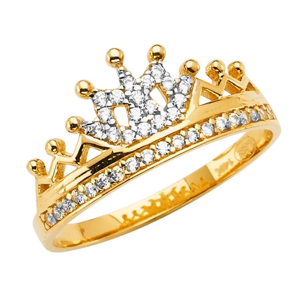NEW 14K TWO TONE GOLD CROWN RING -SIZE 7: NEW 14K TWO TONE GOLD CROWN RING CROWN RING NEW 14K TWO TONE GOLD WIDTH : Average Apx. WEIGHT : 2g
