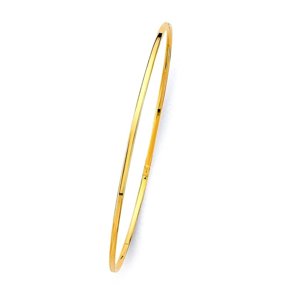 NEW 14K YELLOW GOLD 1.5MM THIN LIGHT PLAIN BANGLE (1 of 1)