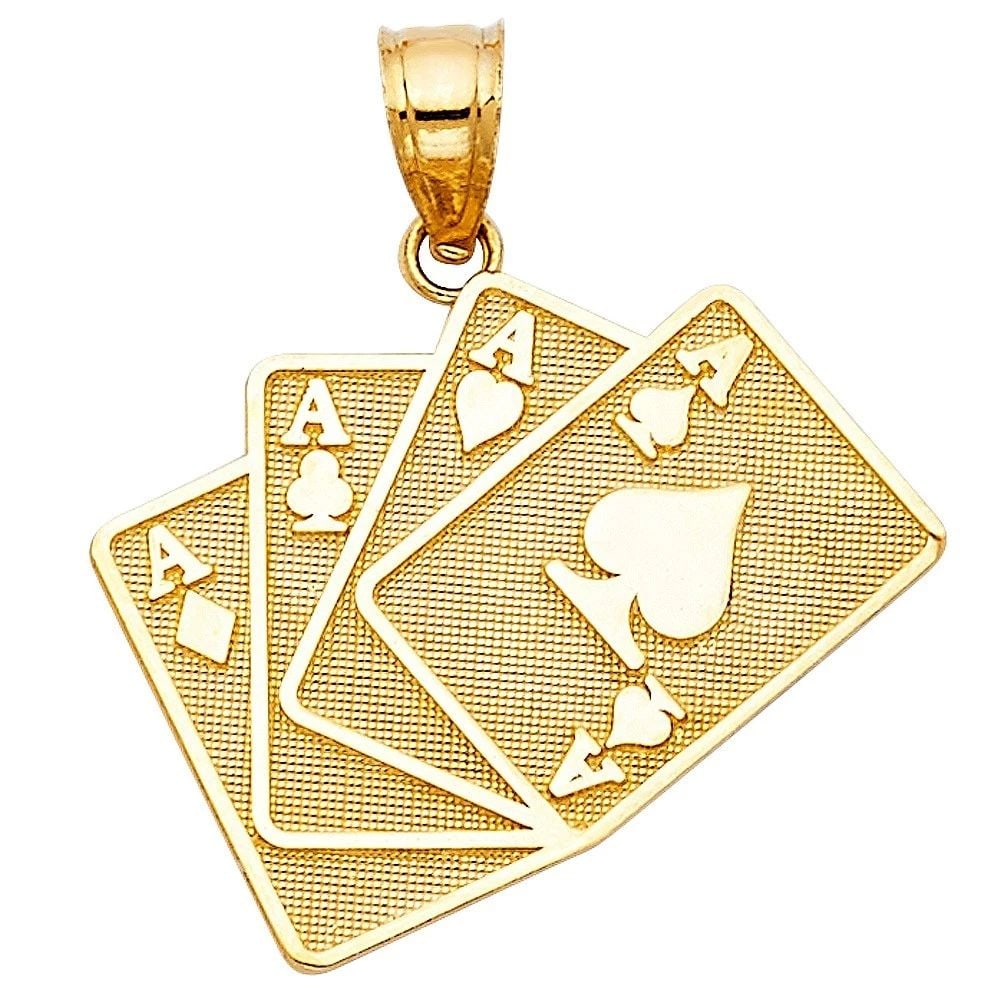 NEW 14K YELLOW GOLD A POKER PENDANT (1 of 2)