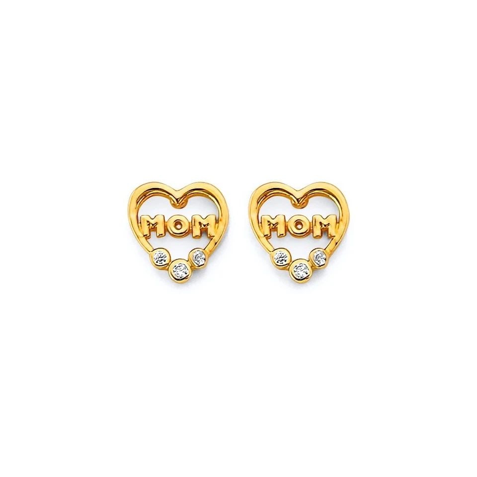 NEW 14K YELLOW GOLD HEART MOM PUSH BACK EARRINGS: NEW 14K YELLOW GOLD HEART MOM PUSH BACK EARRINGS HEART MOM PUSH BACK EARRINGS NEW 14K YELLOW GOLD HEIGHT - 7 mm WIDTH - 8 mm Apx WEIGHT - 1.5 g