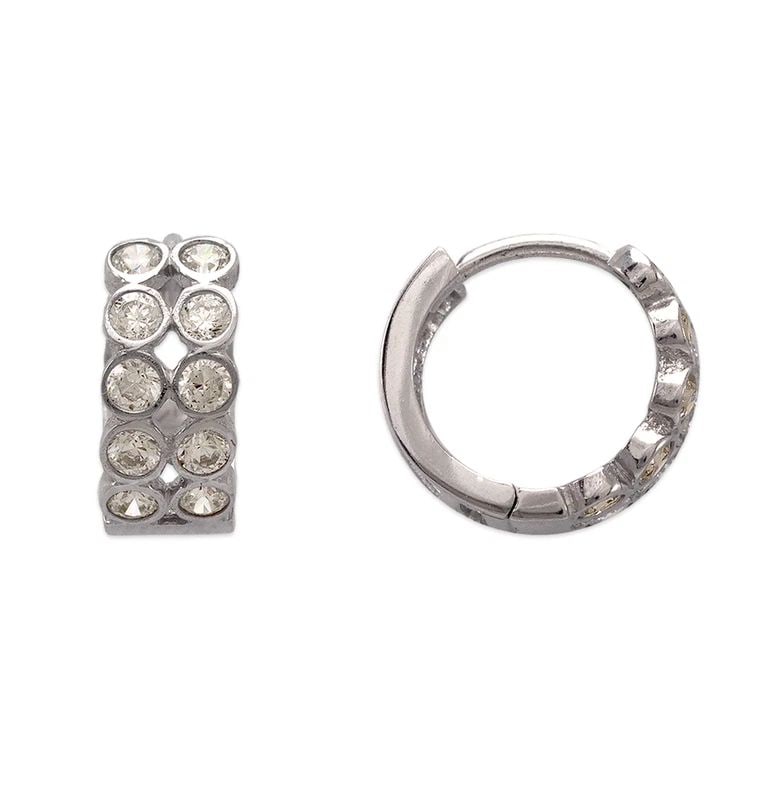 NEW 14K WHITE GOLD 12MM FANCY HUGGIE EARRINGS: NEW 14K WHITE GOLD 12MM FANCY HUGGIE EARRINGS 12MM FANCY HUGGIE EARRINGS NEW 14K WHITE GOLD Width: Approx. 5x12mm Apx WEIGHT: 2g