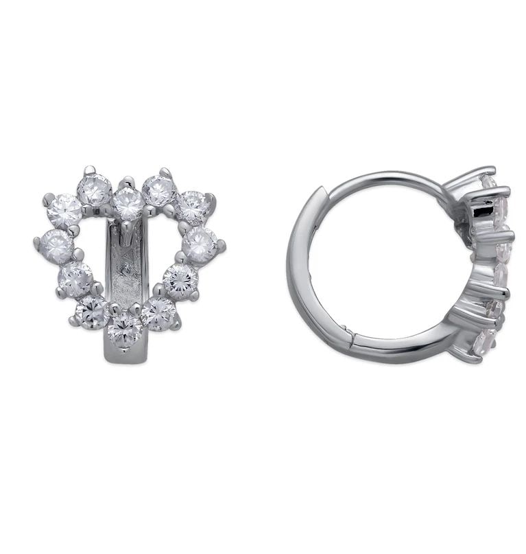 NEW 14K WHITE GOLD FANCY HEART EARRINGS (1 of 2)