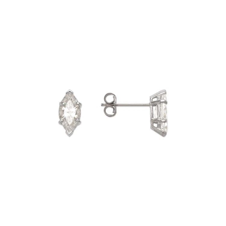 NEW 14K WHITE GOLD MARQUISE CUT STUD EARRINGS (1 of 1)