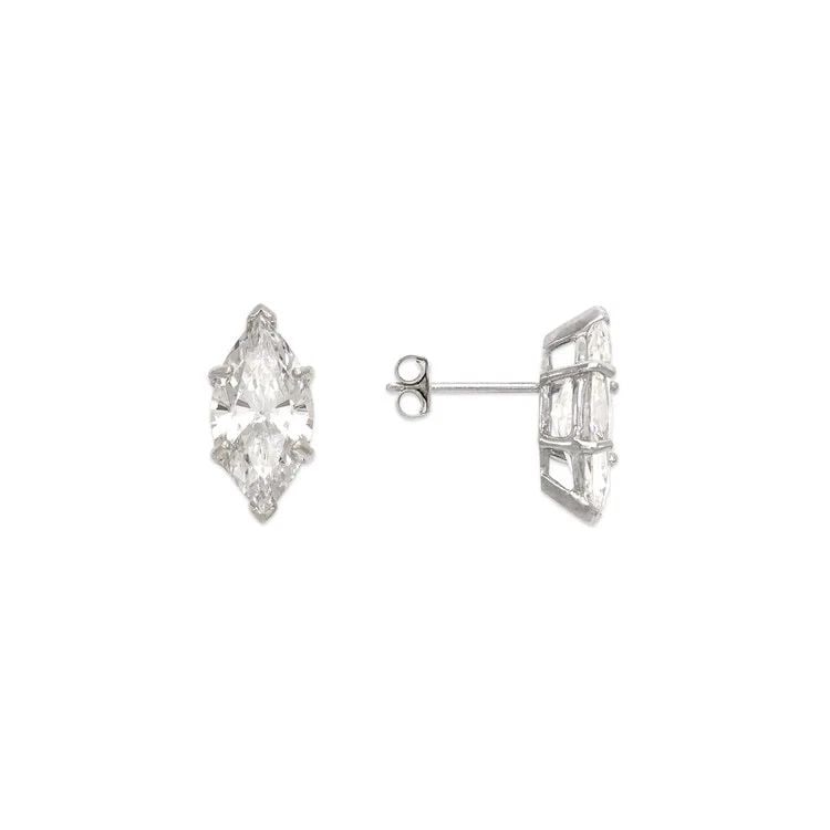 NEW 14K WHITE GOLD MARQUISE CUT STUD EARRINGS: NEW 14K WHITE GOLD MARQUISE CUT STUD EARRINGS MARQUISE CUT STUD EARRINGS NEW 14K WHITE GOLD Width: Approx. 6x13mm Apx WEIGHT: 2g